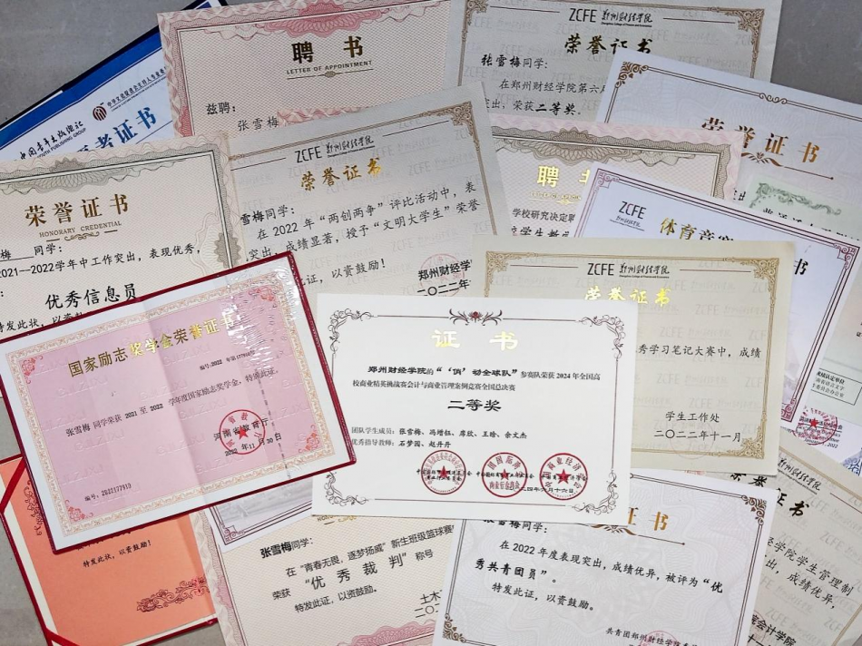 张雪梅部分所获荣誉证书.png